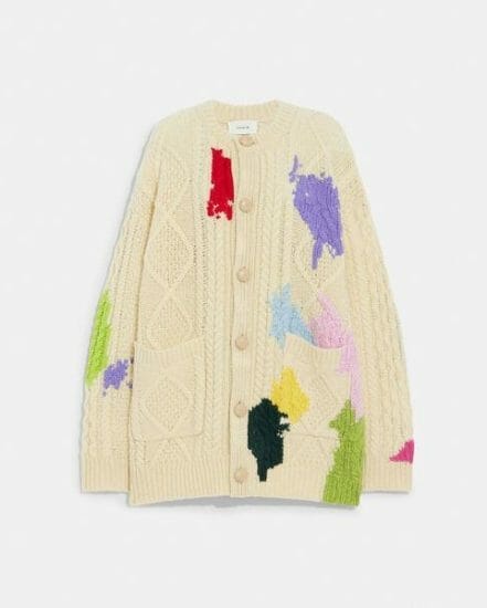 Fashion 4 Coach Mended Aran Cardigan