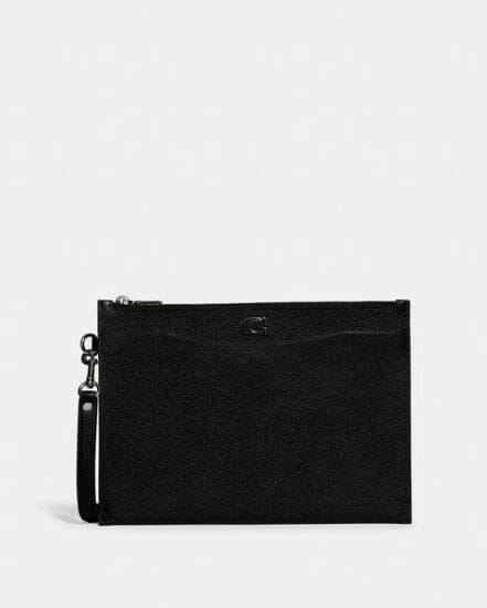 Fashion 4 Coach Pouch Wristlet In Crossgrain Leather With Signature Canvas Interior