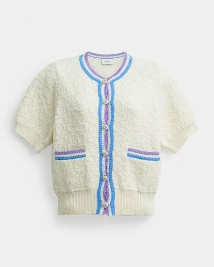 Fashion 4 Coach Signature Knit Set Cardigan With Colorful Trim