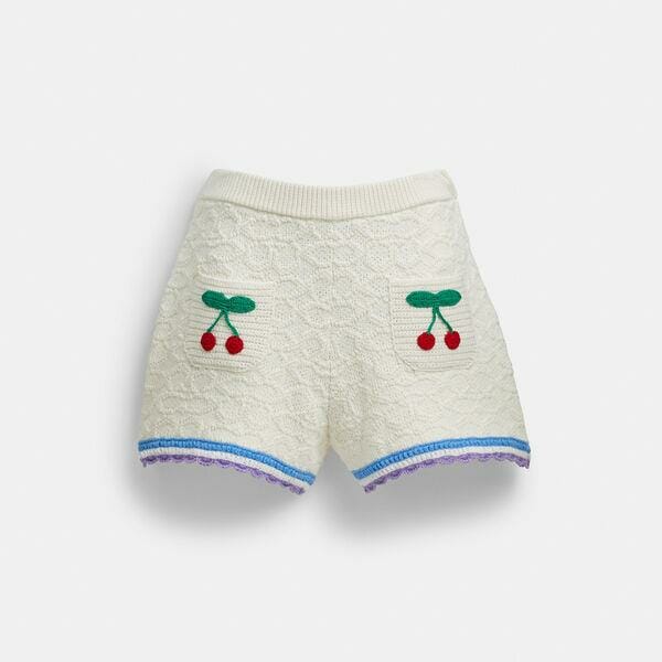 Fashion 4 Coach Signature Knit Set Shorts With Colorful Trim And Cherries