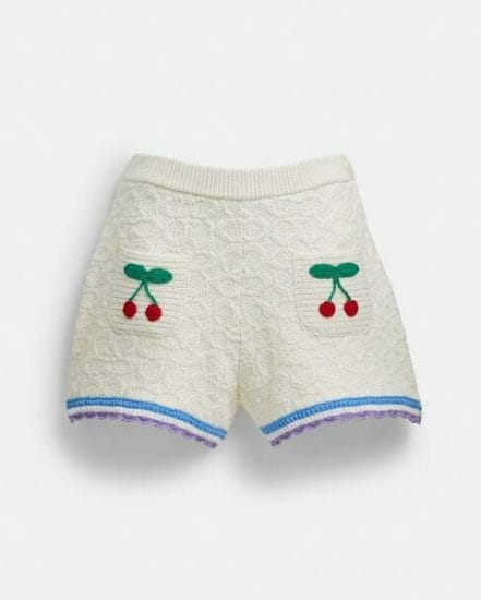 Fashion 4 Coach Signature Knit Set Shorts With Colorful Trim And Cherries