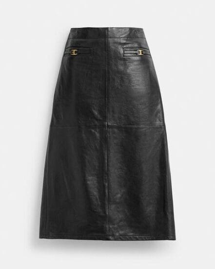 Fashion 4 Coach Long Leather Skirt