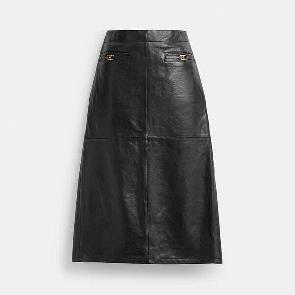 Fashion 4 Coach Long Leather Skirt