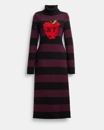 Fashion 4 Coach New York Apple Distressed Sweater Dress