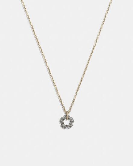 Fashion 4 Coach Pave Tea Rose Pendant Necklace