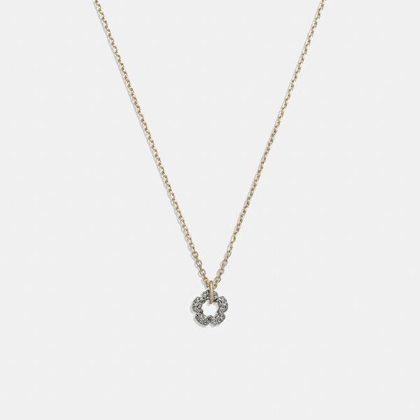 Fashion 4 Coach Pave Tea Rose Pendant Necklace