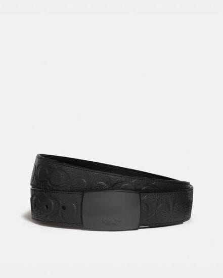 Fashion 4 Coach Plaque Buckle Cut-To-Size Reversible Belt