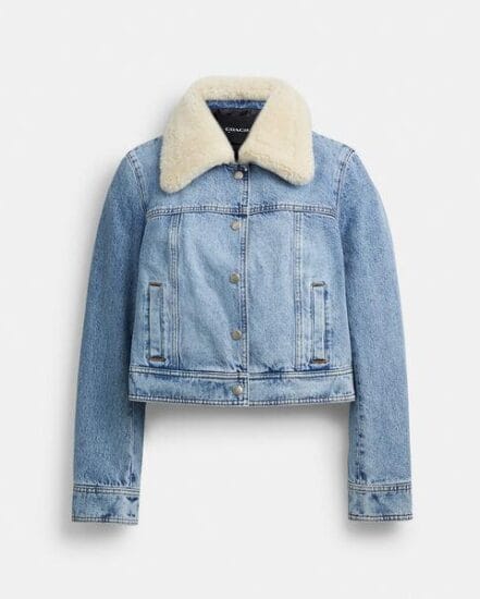 Fashion 4 Coach Shearling Collar Denim Jacket