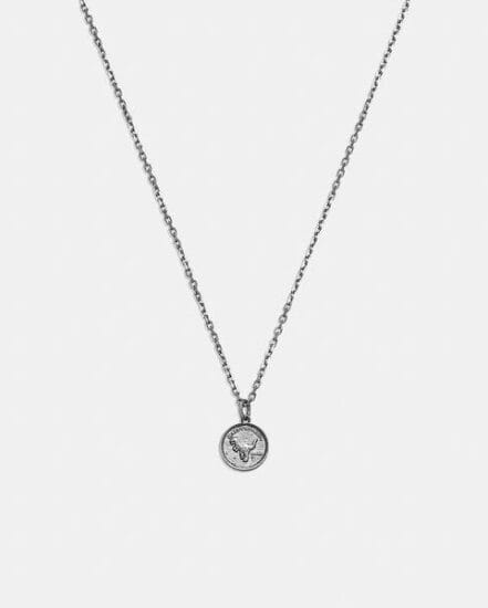 Fashion 4 Coach Sterling Silver Coin Pendant Necklace