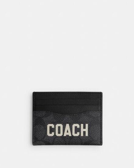 Fashion 4 Coach Card Case In Signature Canvas With Coach Graphic