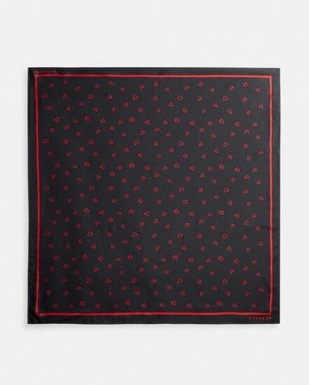 Fashion 4 Coach Hearts Print Silk Square Scarf