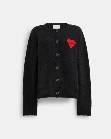 Fashion 4 Coach Pointelle Heart Cardigan