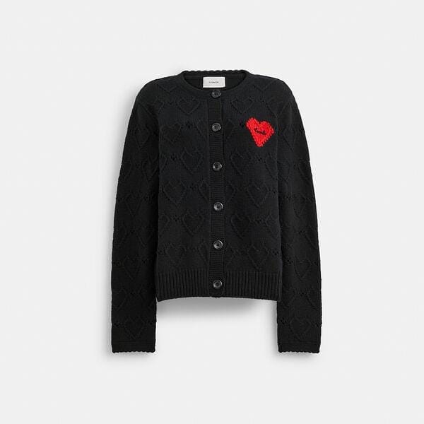 Fashion 4 Coach Pointelle Heart Cardigan