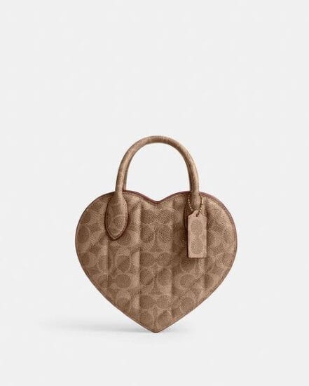 Fashion 4 Coach Heart Bag In Signature Canvas With Quilting