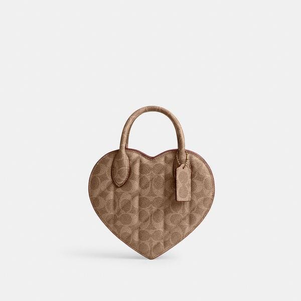 Fashion 4 Coach Heart Bag In Signature Canvas With Quilting