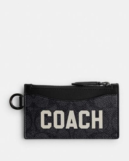 Fashion 4 Coach Zip Card Case In Signature Canvas With Coach Graphic