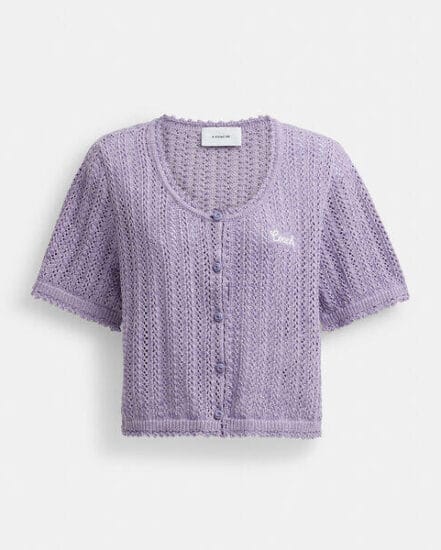 Fashion 4 Coach Cropped Knit Button Up Top