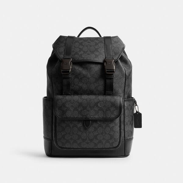 Fashion 4 Coach League Flap Backpack In Signature Canvas