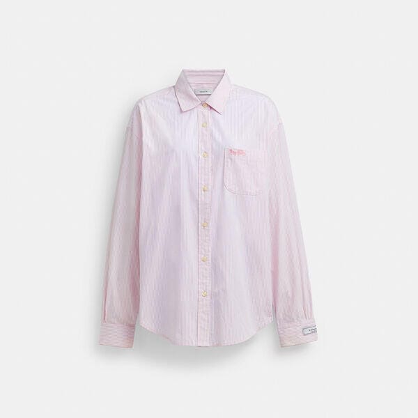 Fashion 4 Coach Striped Button Down Shirt In Organic Cotton