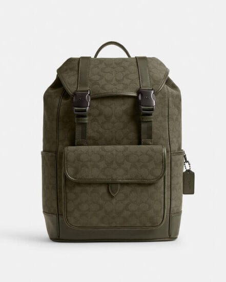 Fashion 4 Coach League Flap Backpack In Signature Canvas Jacquard