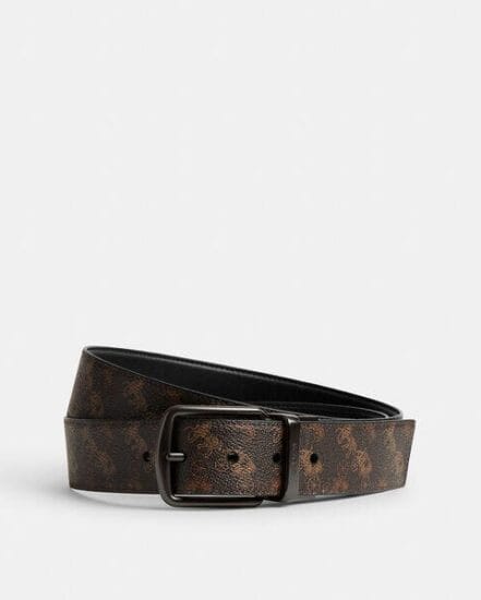 Fashion 4 Coach Harness Buckle Cut-To-Size Reversible Belt With Horse And Carriage Print
