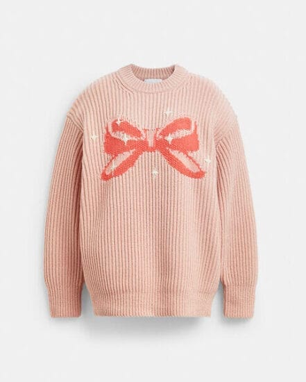 Fashion 4 Coach Crewneck Bow Sweater In Recycled Wool