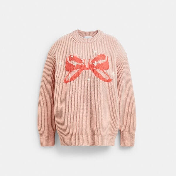 Fashion 4 Coach Crewneck Bow Sweater In Recycled Wool