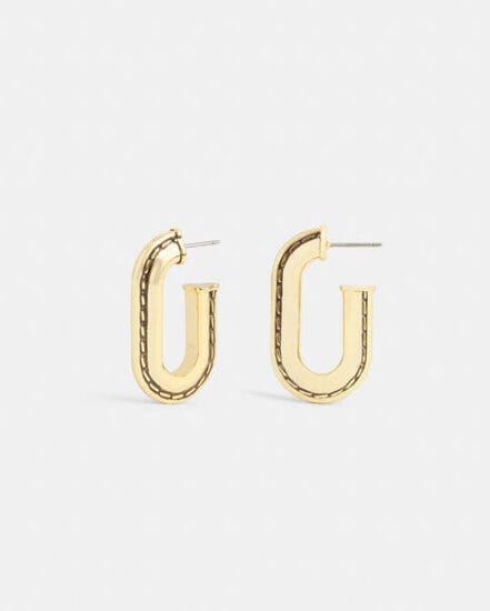 Fashion 4 Coach Large Stitched Chain Link Earrings