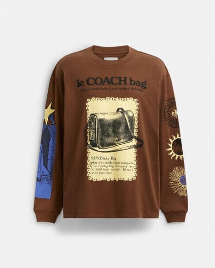 Fashion 4 Coach Long Sleeve Graphic T Shirt In Organic Cotton