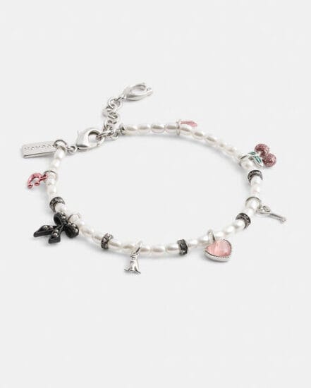 Fashion 4 Coach Mini Bow Charms Pearl Bracelet