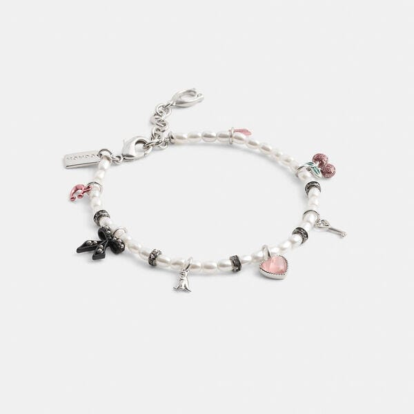 Fashion 4 Coach Mini Bow Charms Pearl Bracelet