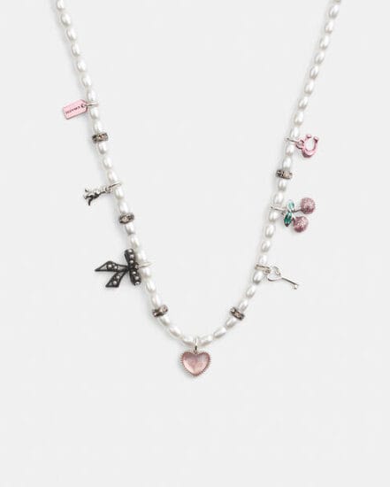 Fashion 4 Coach Mini Bow Charms Pearl Necklace