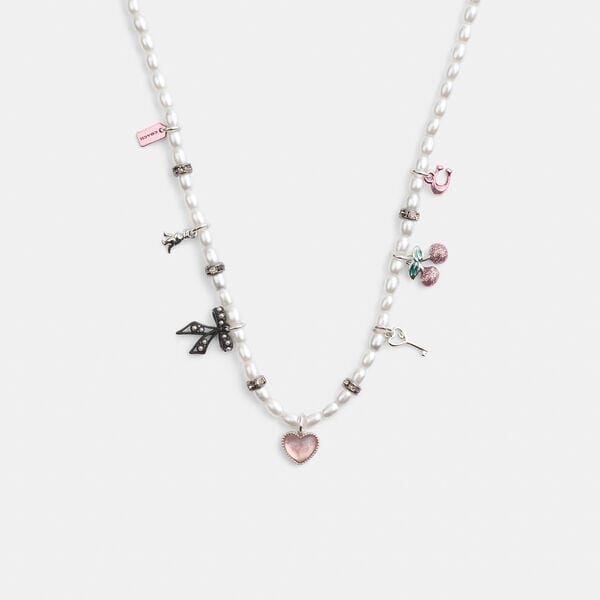 Fashion 4 Coach Mini Bow Charms Pearl Necklace