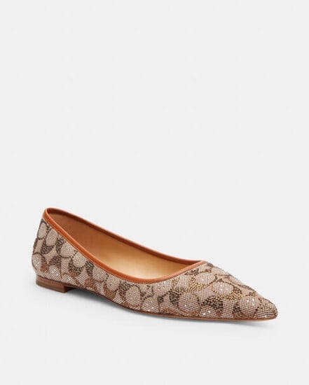 Fashion 4 Coach Daphne Flat In Crystal Signature Jacquard