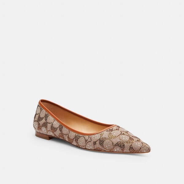 Fashion 4 Coach Daphne Flat In Crystal Signature Jacquard