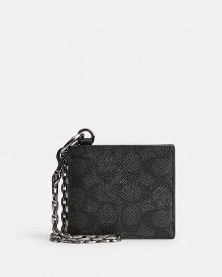 Fashion 4 Coach Billfold Wallet With Chain In Signature Canvas