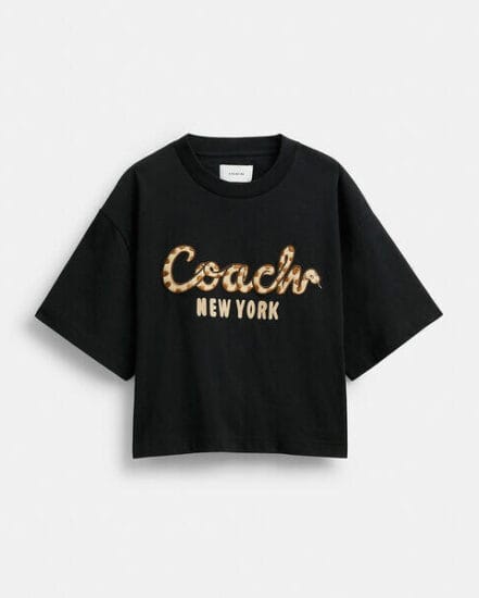 Fashion 4 Coach New Year Coach Snake Script Cropped T-Shirt In Organic Cotton