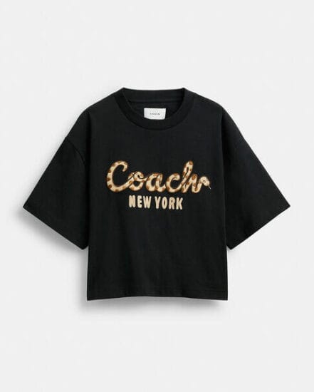 Fashion 4 Coach New Year Coach Snake Script Cropped T-Shirt In Organic Cotton