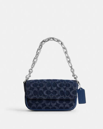 Fashion 4 Coach Charter Flap Crossbody Bag 18 In Signature Denim