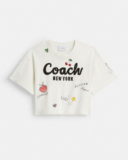 Fashion 4 Coach Cursive Coach Cropped Sketch Print T-Shirt