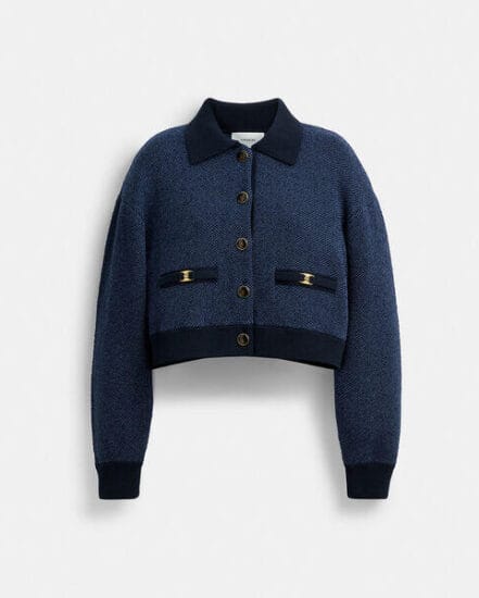 Fashion 4 Coach Heritage C Cropped Collared Cardigan