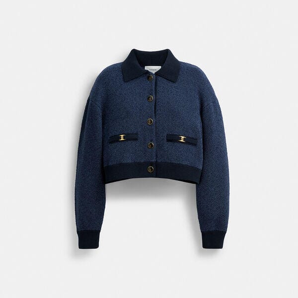 Fashion 4 Coach Heritage C Cropped Collared Cardigan