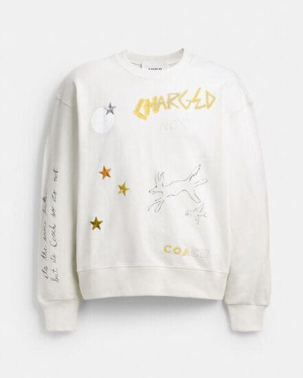 Fashion 4 Coach Shrunken Sketch Print Crewneck Sweatshirt