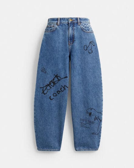 Fashion 4 Coach Sketch Print Barrel Jeans