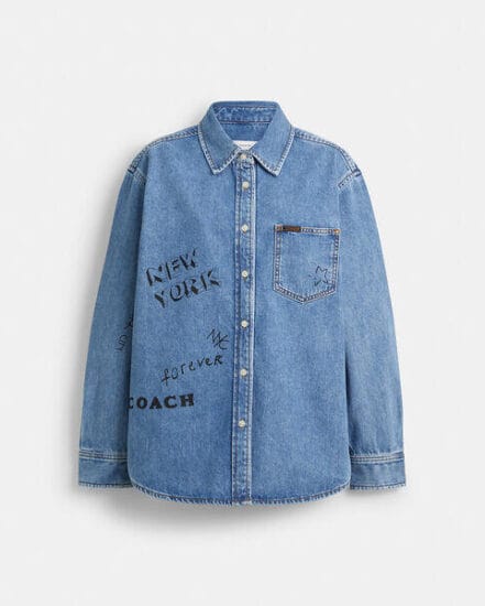 Fashion 4 Coach Sketch Print Denim Shirt