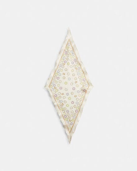Fashion 4 Coach Waterfall Tea Rose Print Silk Diamond Scarf