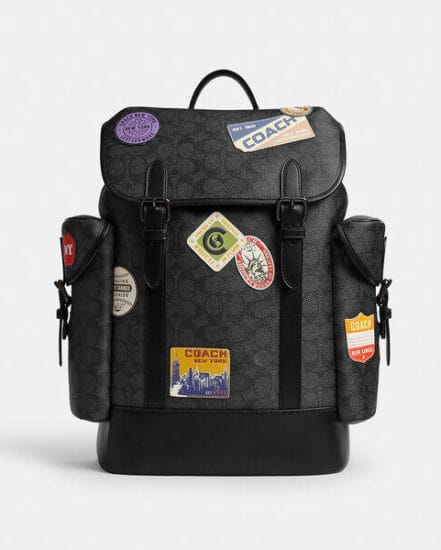 Fashion 4 Coach Hitch Backpack In Signature Canvas With Patches