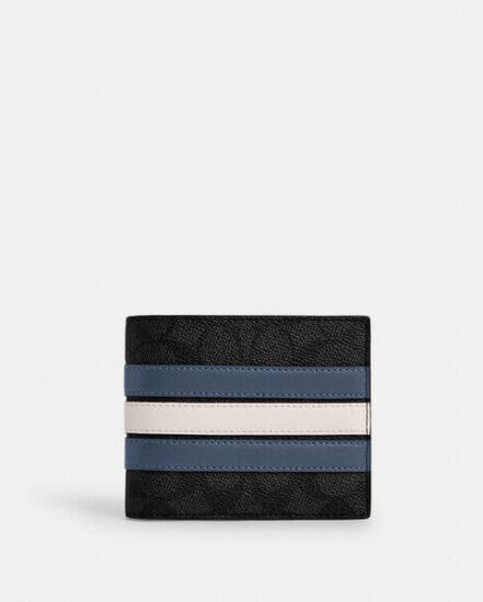 Fashion 4 Coach 3-In-1 Wallet In Signature Canvas With Varsity Stripe