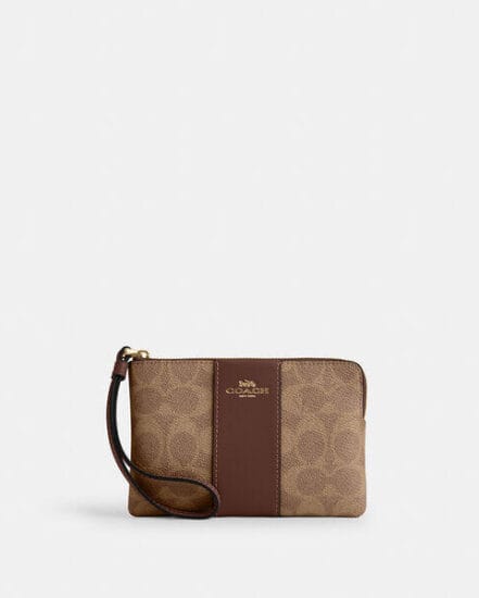 Fashion 4 Coach Corner Zip Wristlet In Signature Canvas With Stripe