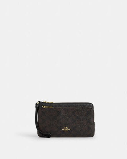 Fashion 4 Coach Double Zip Wallet In Signature Canvas